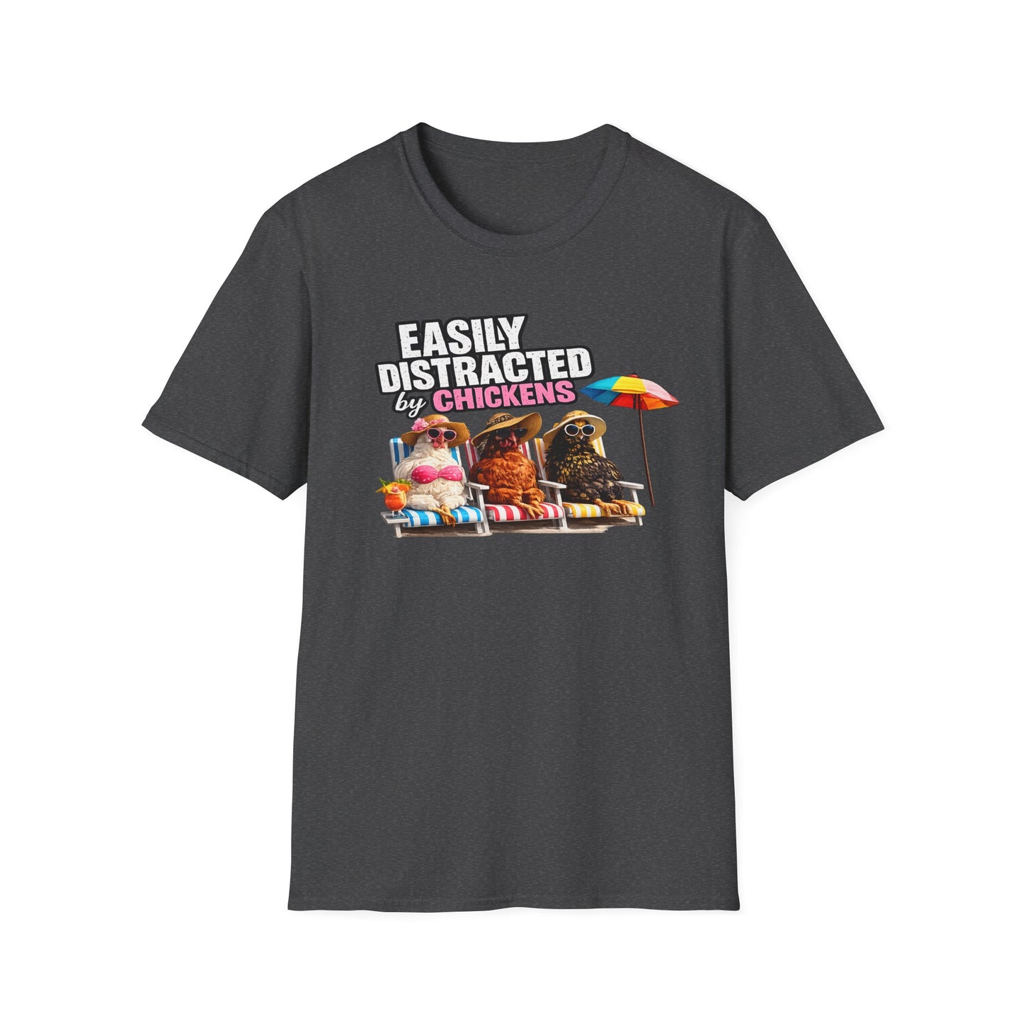 Easily Distracted by Chickens T-Shirt — Funny Farm Animal Tee for Chicken Lovers