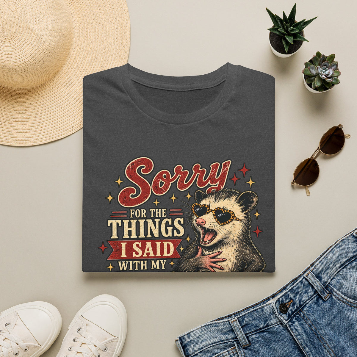 Sorry for the Things I Said With My Whole Chest – Funny Opossum Tee