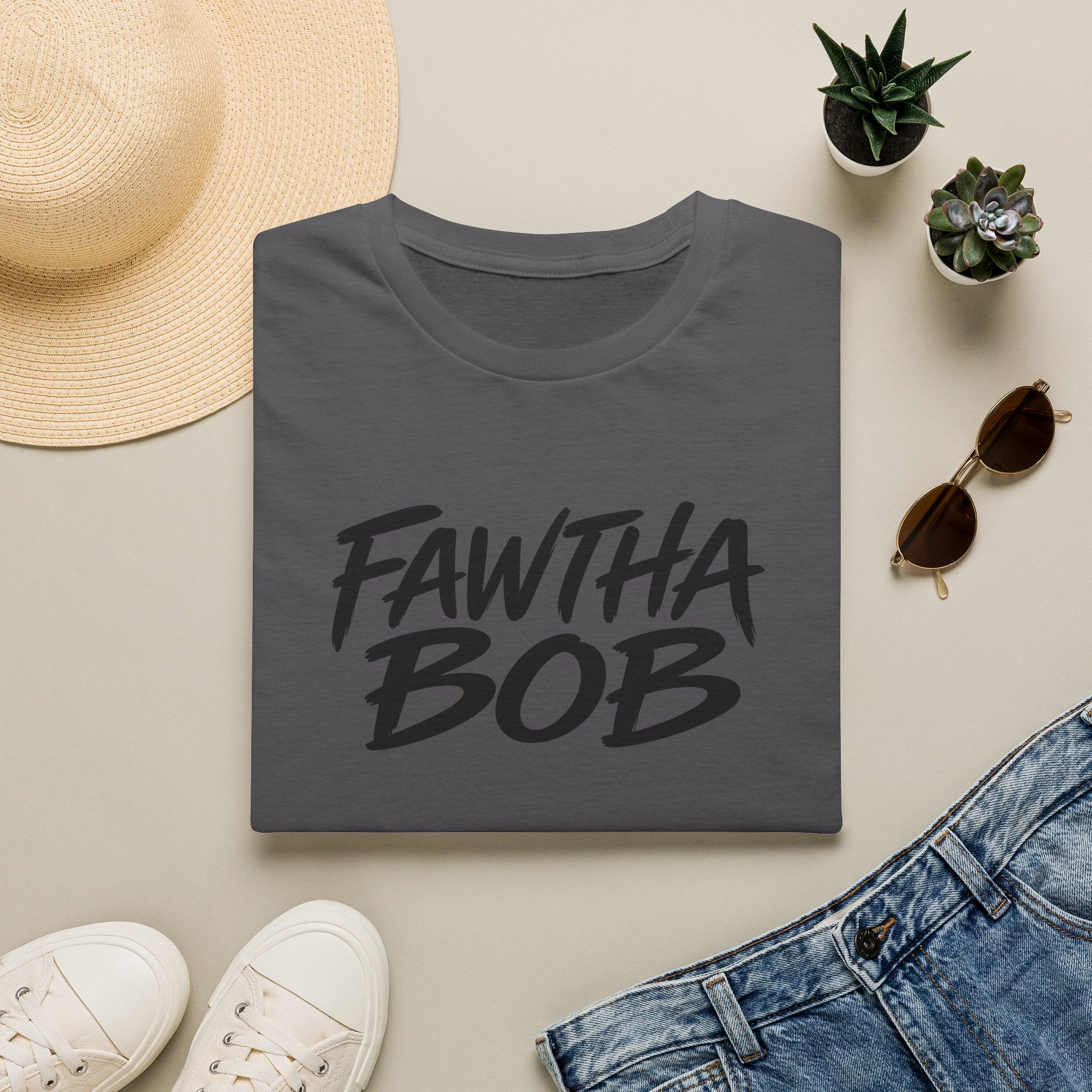 Fawtha Bob Graphic T‑Shirt — Bold Script Casual Tee