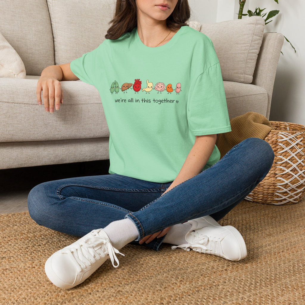 We're All in This Together Cute Organ Organs T-Shirt HEATHER COLORS