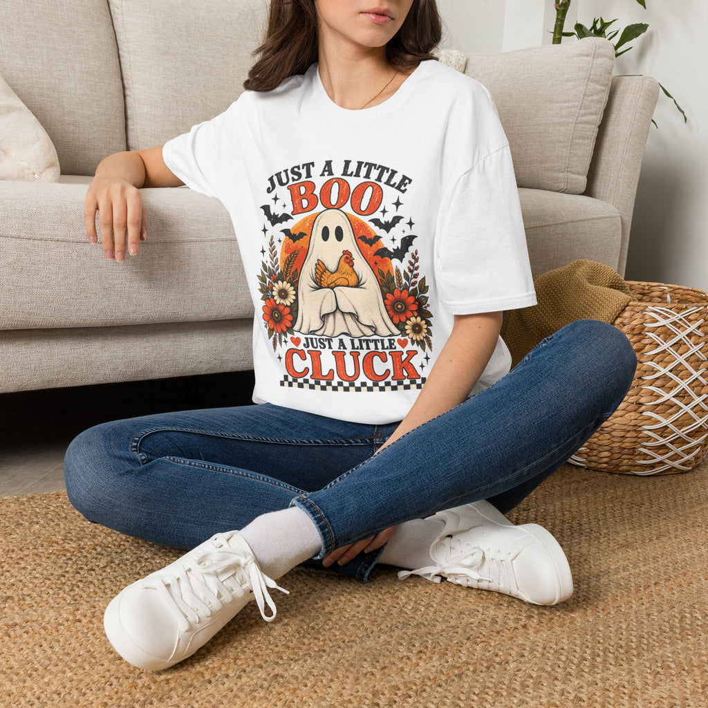 Just a Little Boo, Just a Little Cluck Halloween Chicken Tee