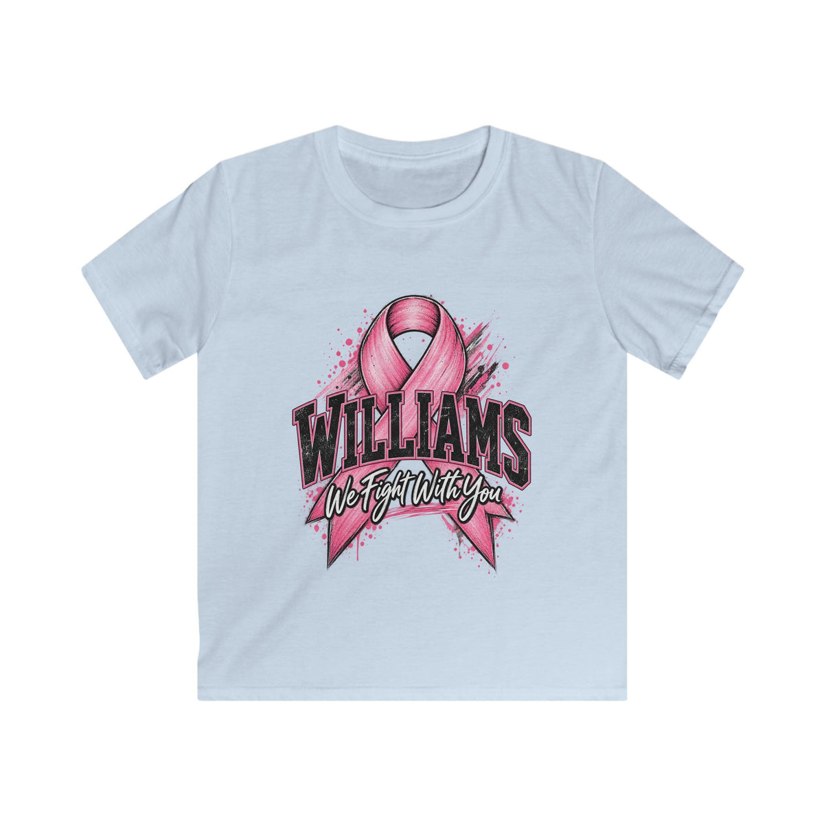 Kids Tee — Pink Ribbon "Williams" Breast Cancer Awareness (We Fight With You)