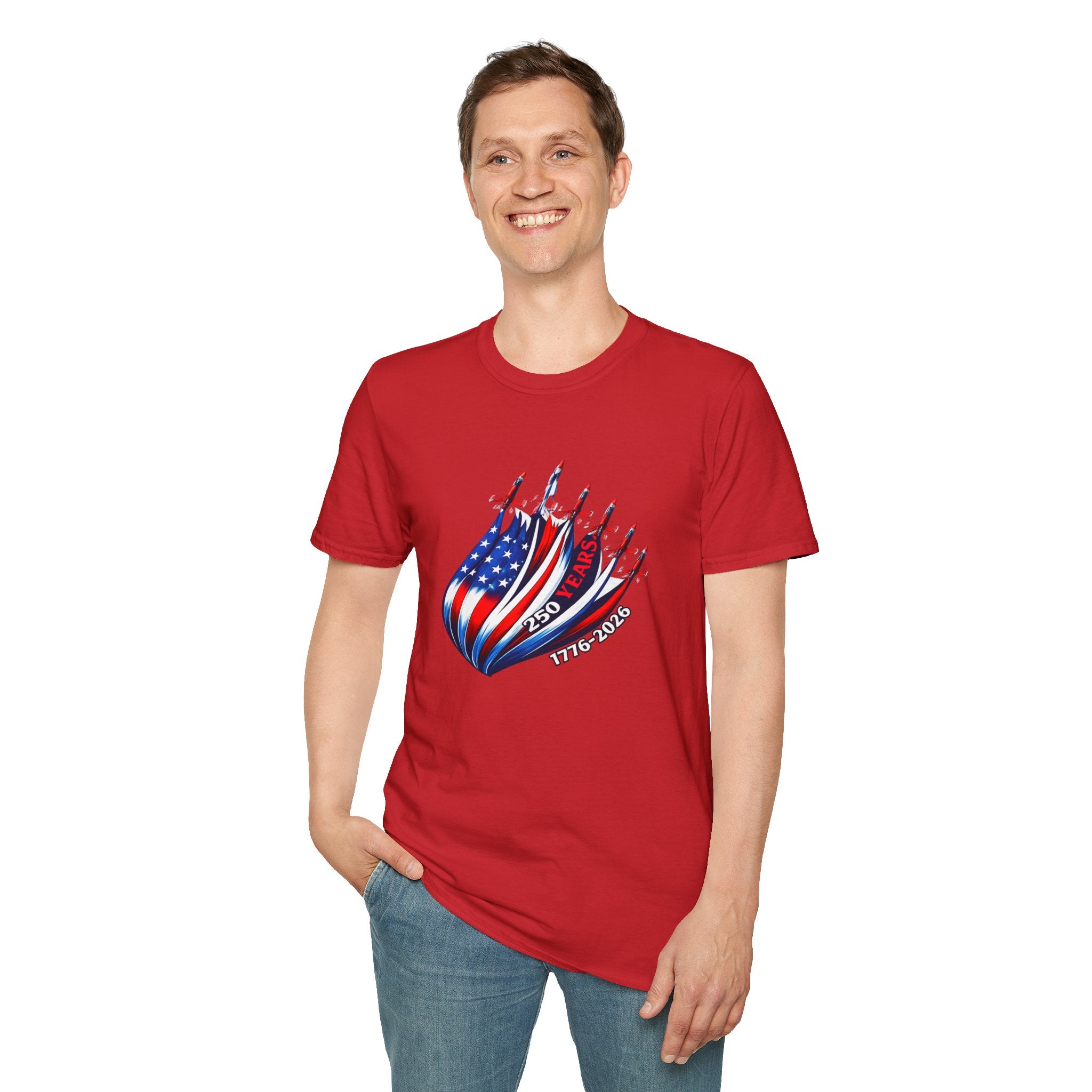 American Flag Jet Squadron T-Shirt — 250 Years USA Patriotic Tee (1776–2026)