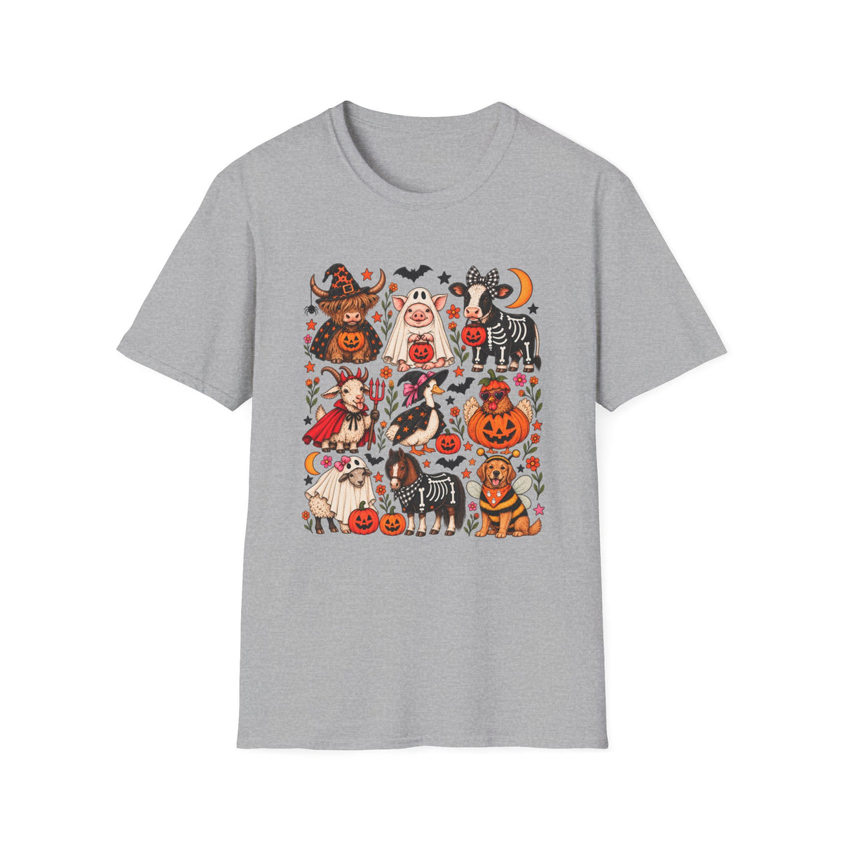 Halloween on the Farm – Spooky Farm Animals Graphic Tee 🎃🐮👻