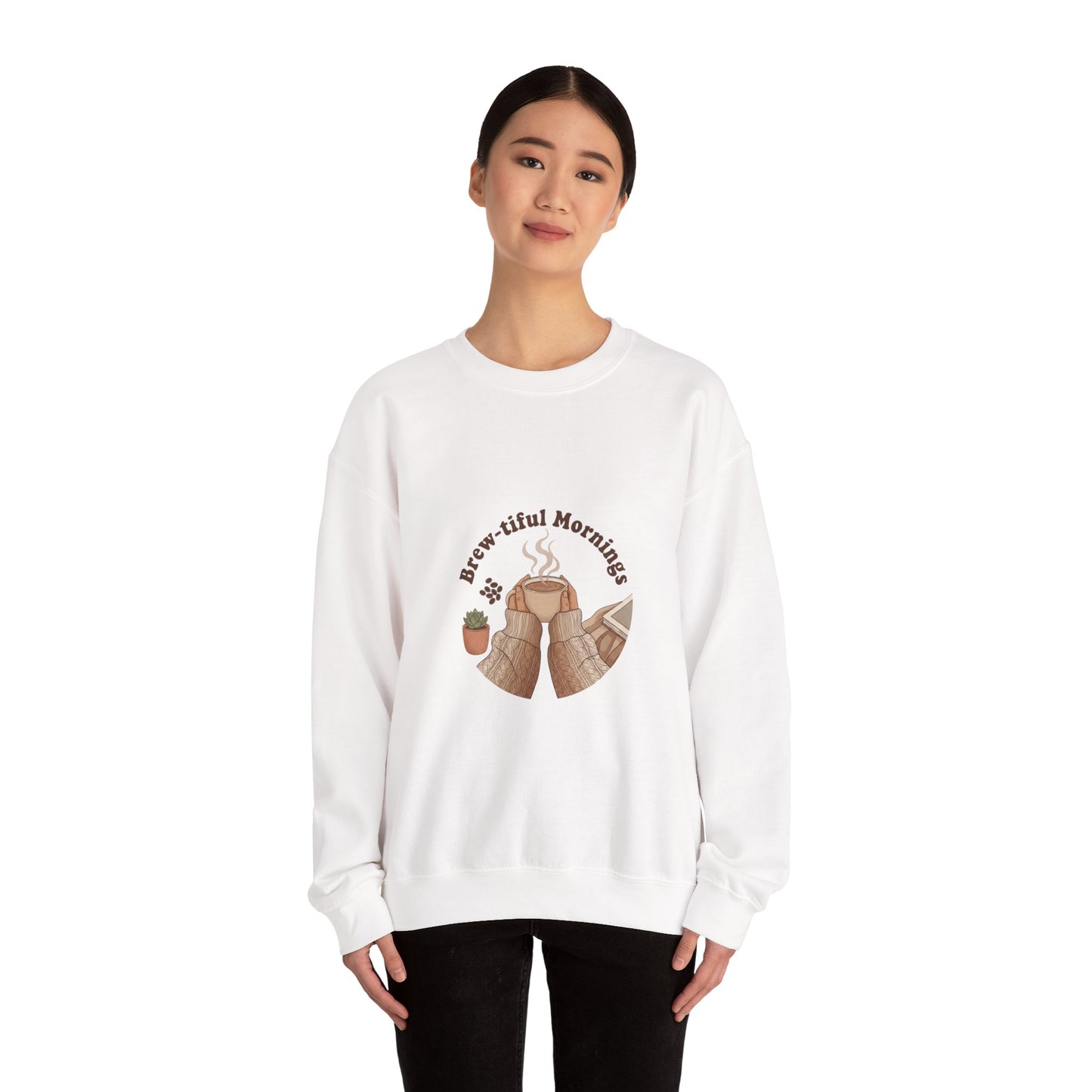 Brew-tiful Mornings Sweatshirt | coffee aesthetic, latte art design