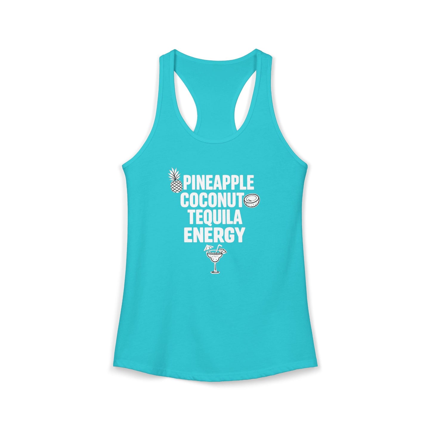 Pineapple Coconut Tequila Energy Racerback Tank — Women's Tropical Party Tank