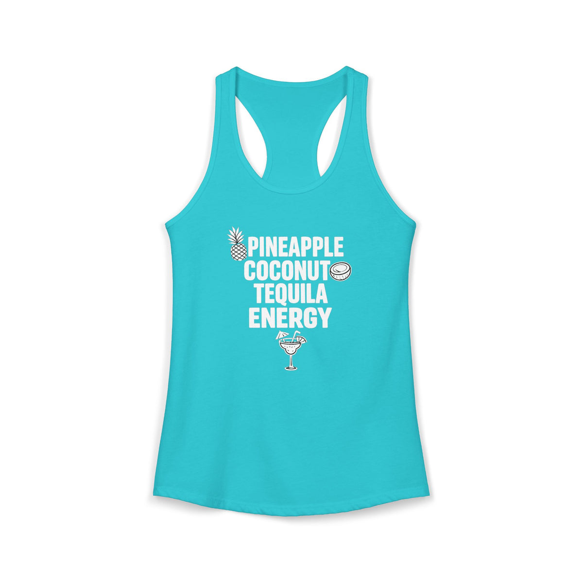 Pineapple Coconut Tequila Energy Racerback Tank — Women's Tropical Party Tank