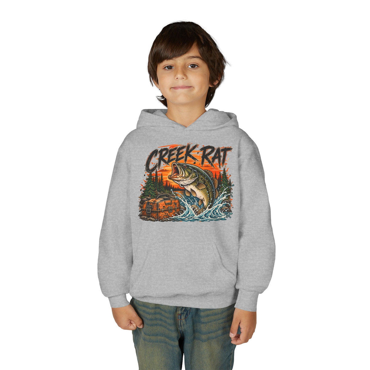 Creek Rat Bass Fishing Kids Hoodie