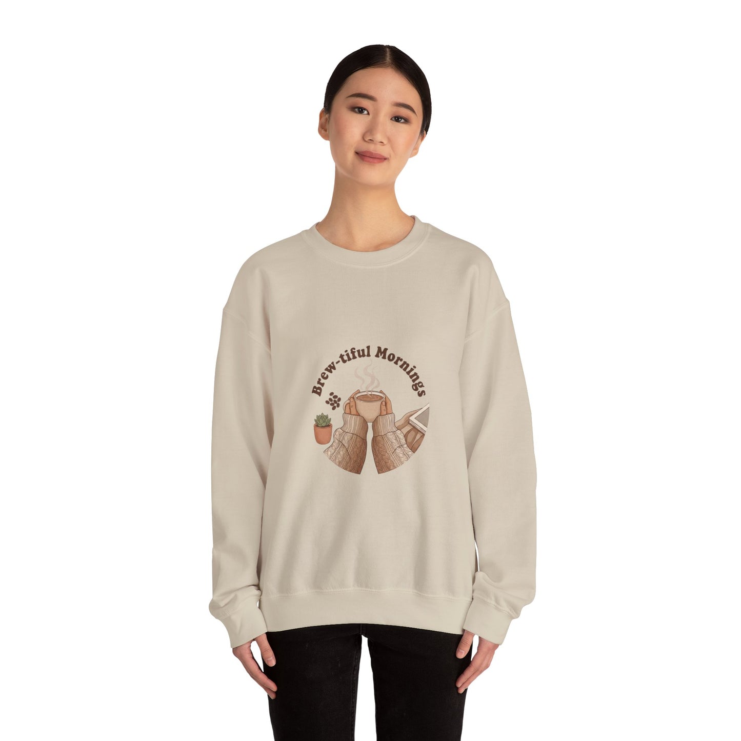 Brew-tiful Mornings Sweatshirt | coffee aesthetic, latte art design