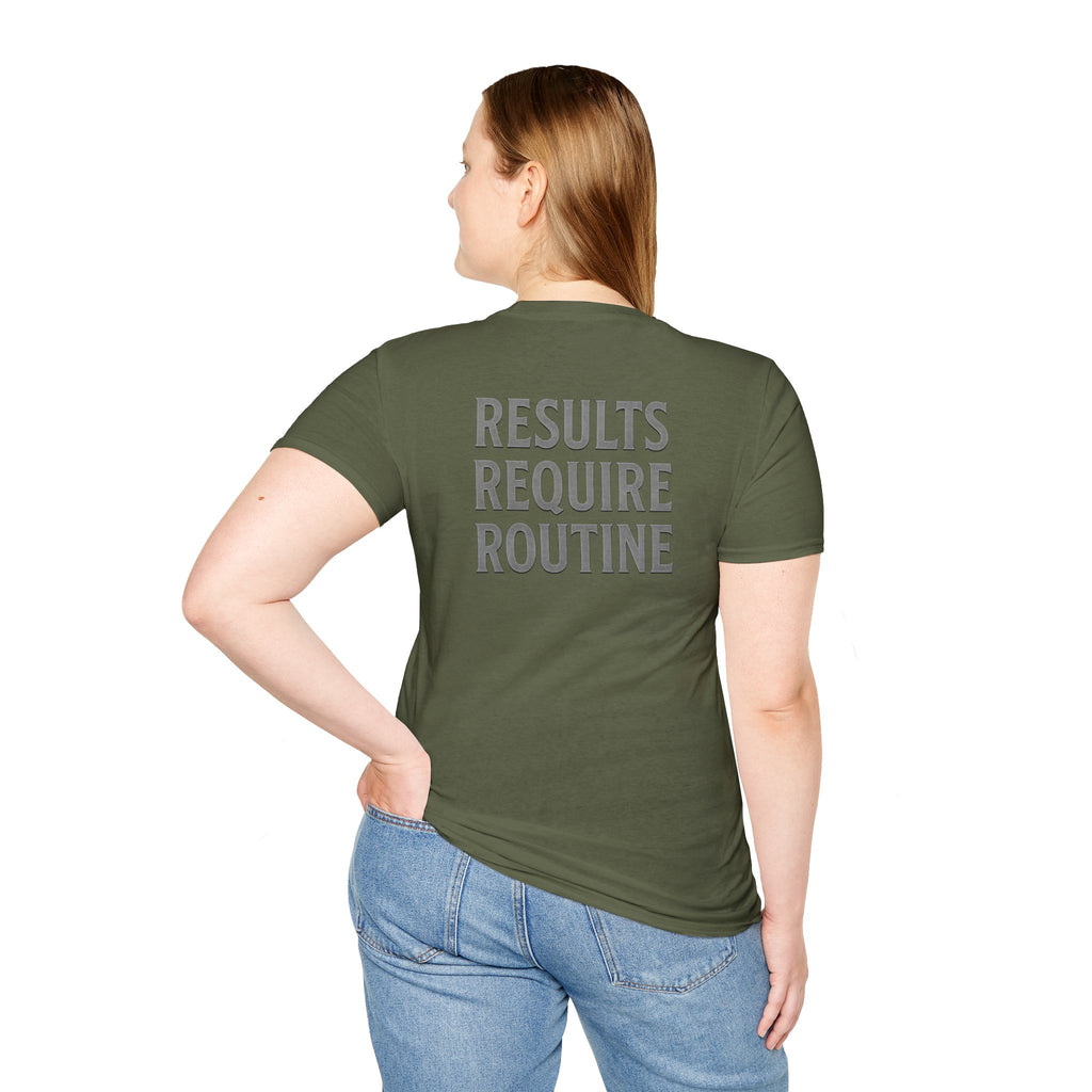Results Require Routine T-Shirt — Motivational Gym & Fitness Tee