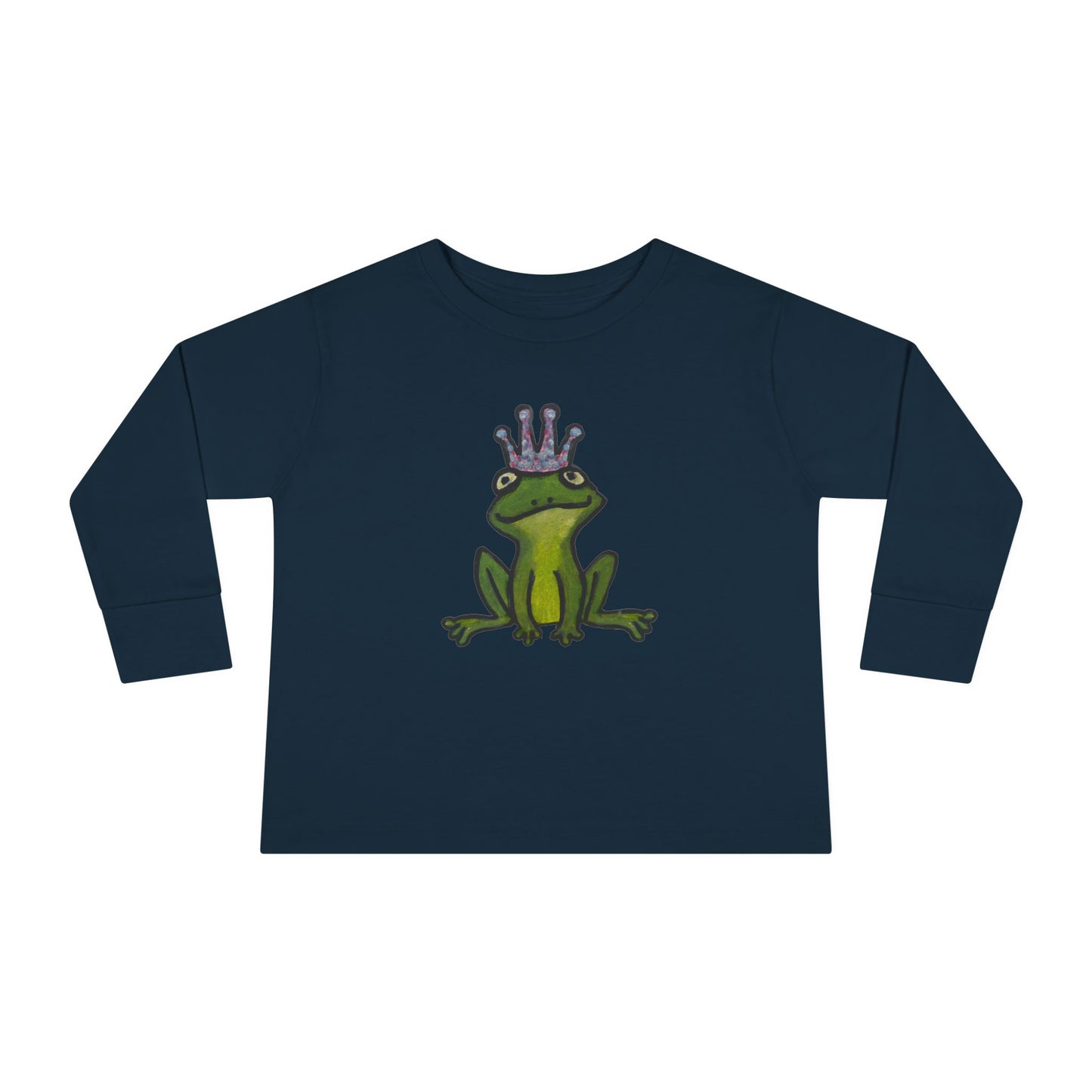 Toddler Long Sleeve Tee - Cute Frog Prince Design