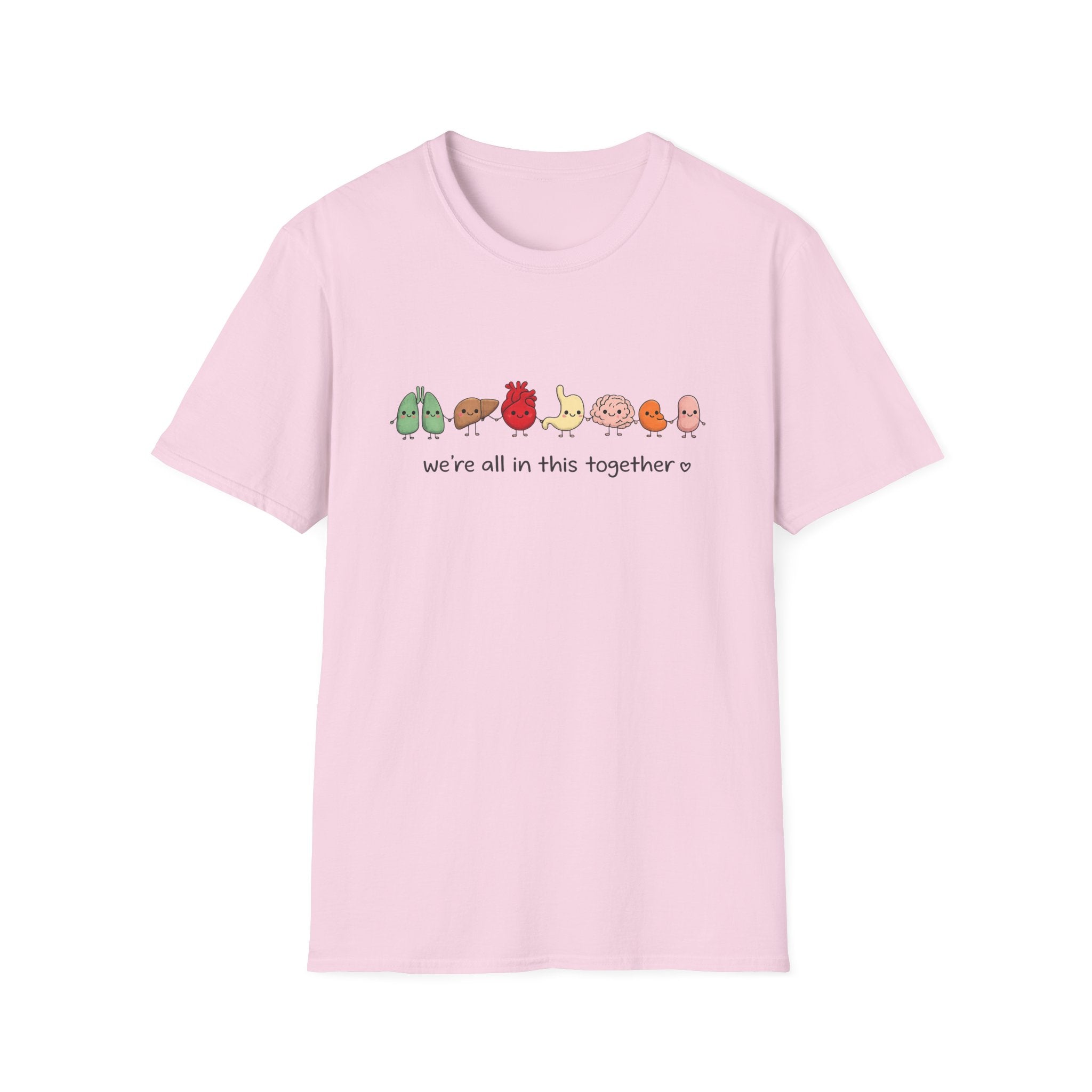 We're All in This Together Cute Organ Organs T-Shirt HEATHER COLORS