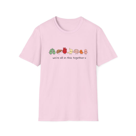 We're All in This Together Cute Organ Organs T-Shirt HEATHER COLORS