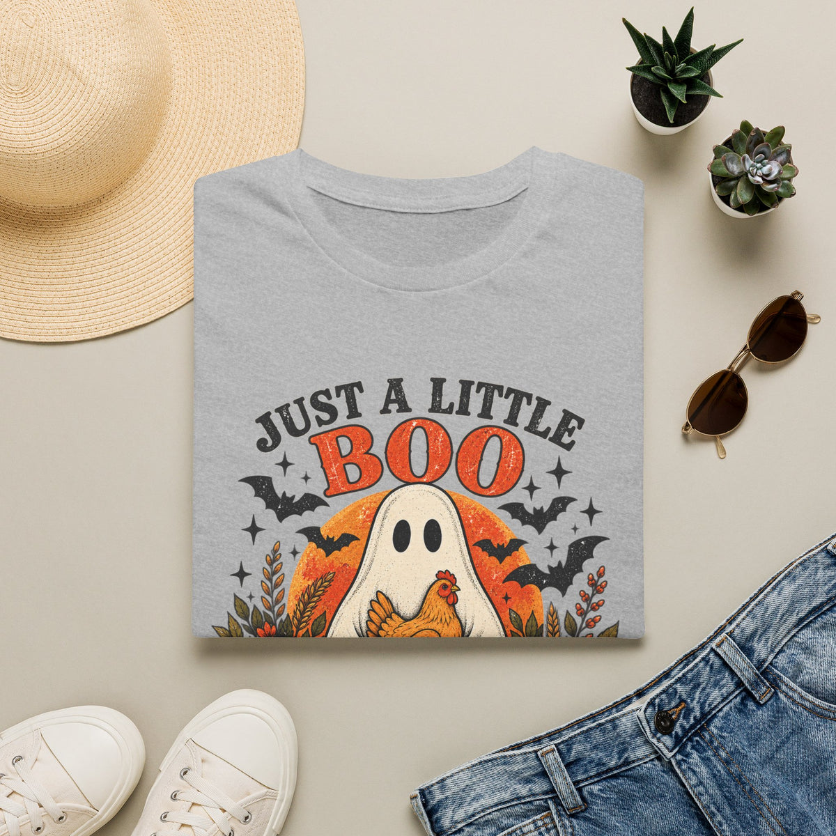 Just a Little Boo, Just a Little Cluck Halloween Chicken Tee