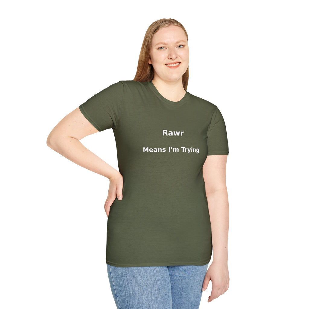 "Rawr Means I’m Trying" T-Shirt — Cute Funny Graphic Tee