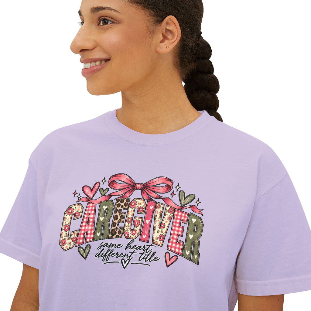 Caregiver — Same Heart, Different Title | Comfort Colors Boxy Tee
