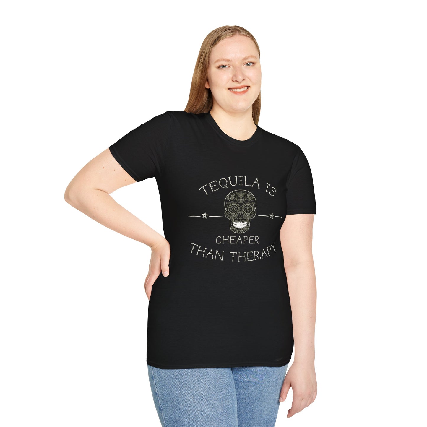 Tequila Is Cheaper Than Therapy T-Shirt | Casual Unisex Tee for Fun Occasions, Gifts for Friends, Party Wear, Summer Style