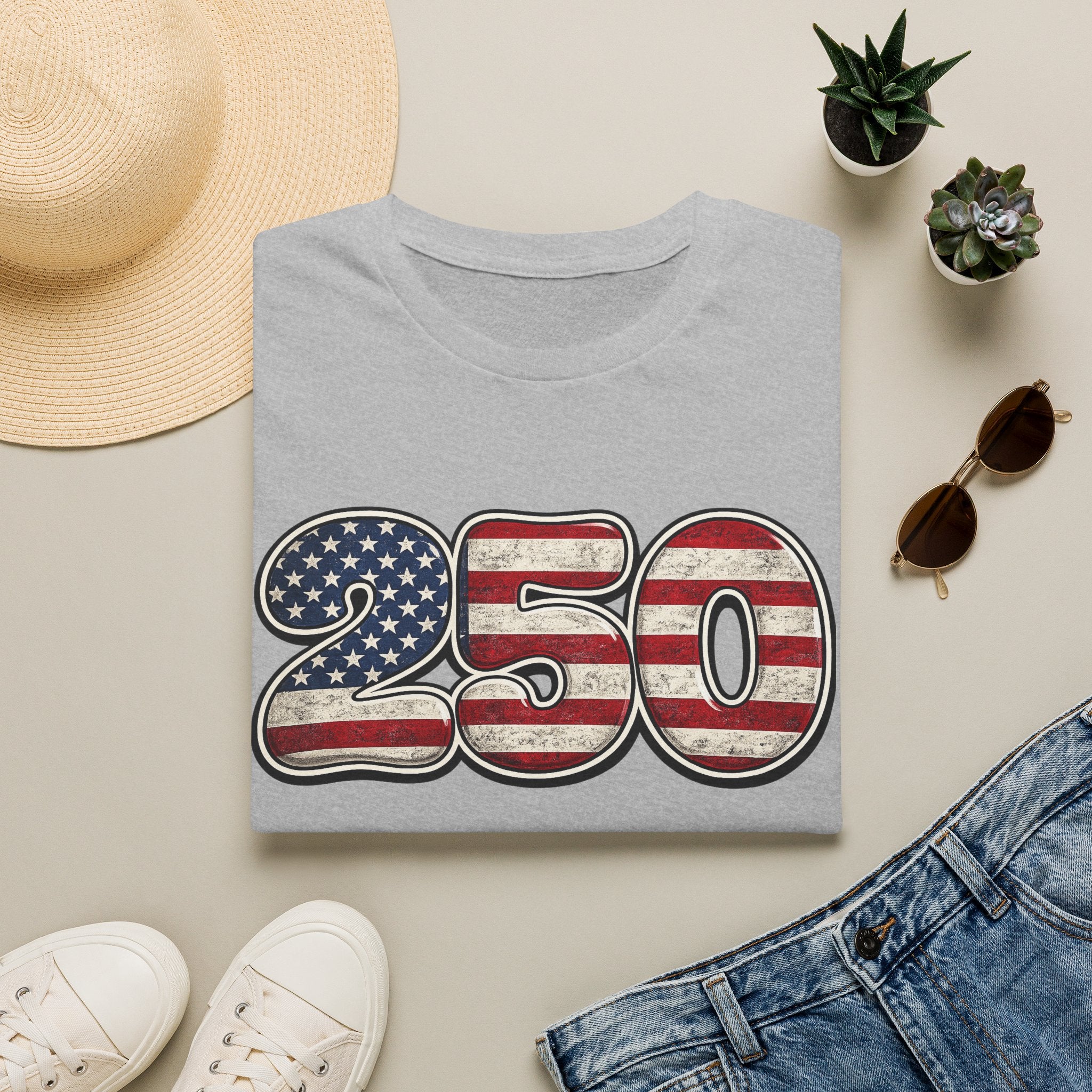 250 USA Flag T-Shirt — Patriotic Number Graphic Tee