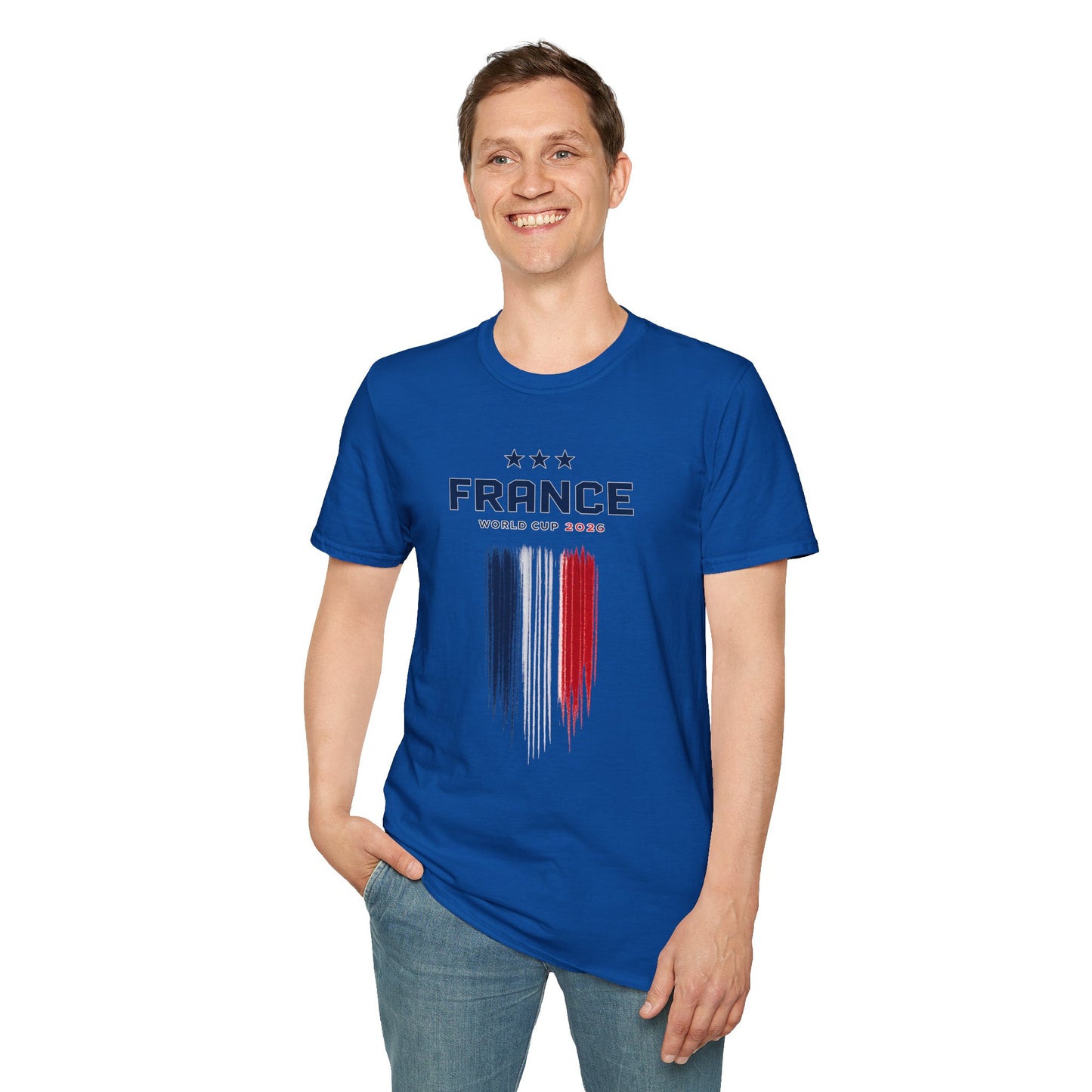 France World Cup 2026 T-Shirt — French Flag Brush Stroke Soccer Fan Tee