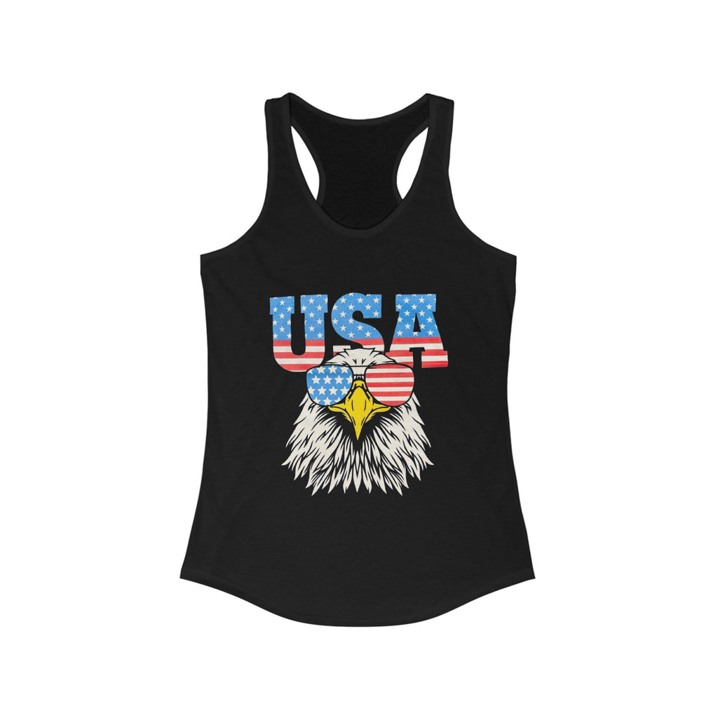 Patriotic Women's Racerback Tank, USA Eagle Graphic Tank Top, 4th of July Shirt, Summer Workout Top, Memorial Day Apparel