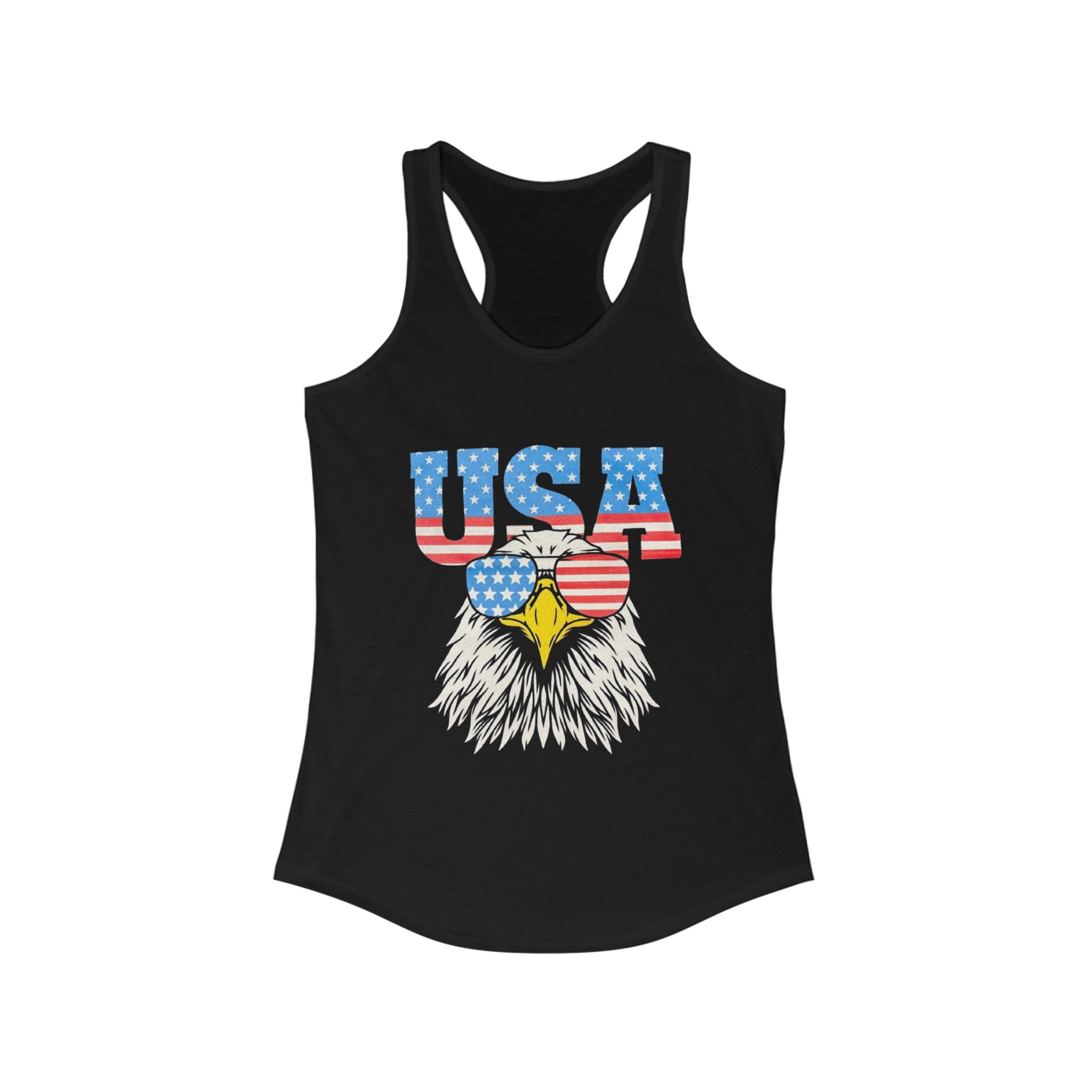 Patriotic Women's Racerback Tank, USA Eagle Graphic Tank Top, 4th of July Shirt, Summer Workout Top, Memorial Day Apparel