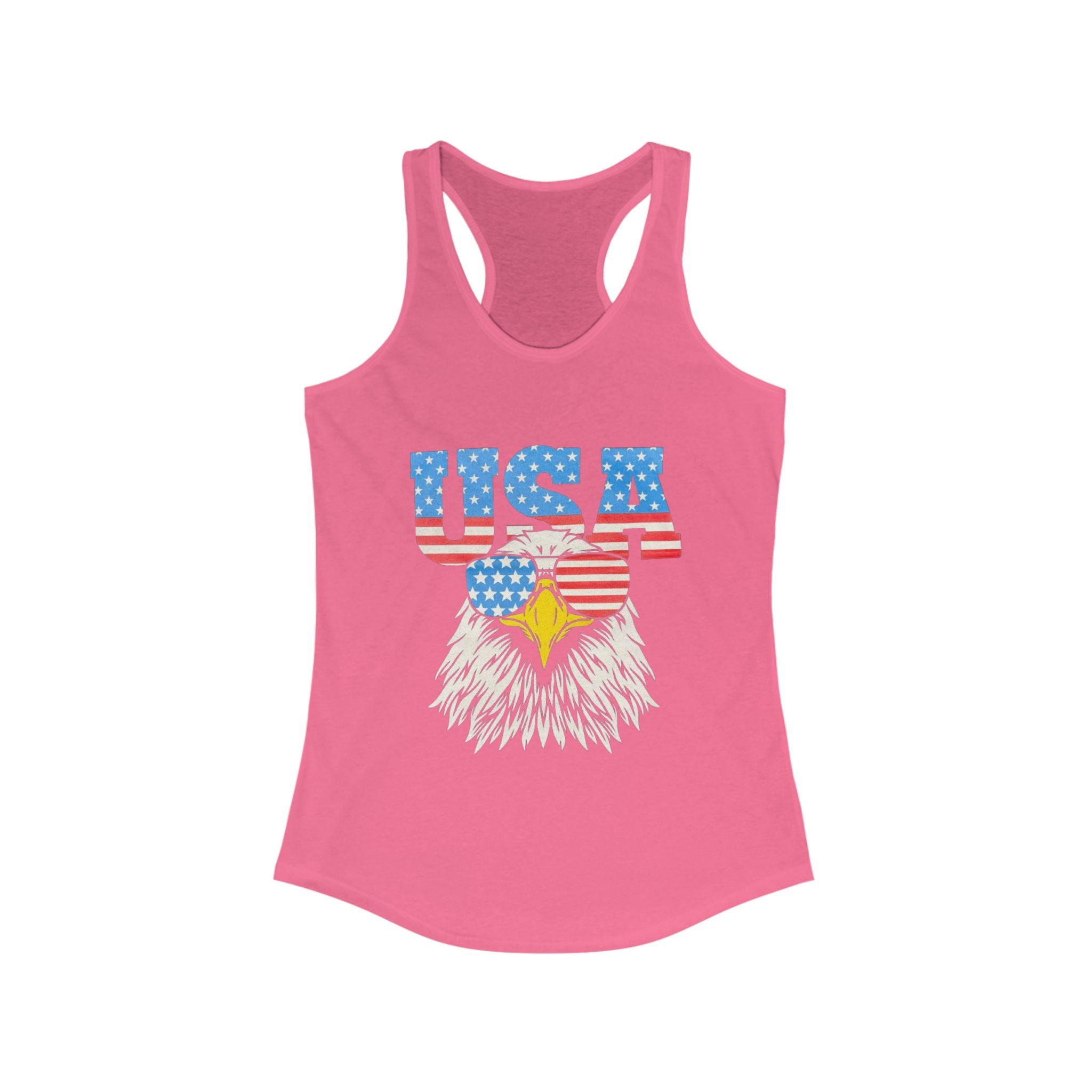 Patriotic Women's Racerback Tank, USA Eagle Graphic Tank Top, 4th of July Shirt, Summer Workout Top, Memorial Day Apparel