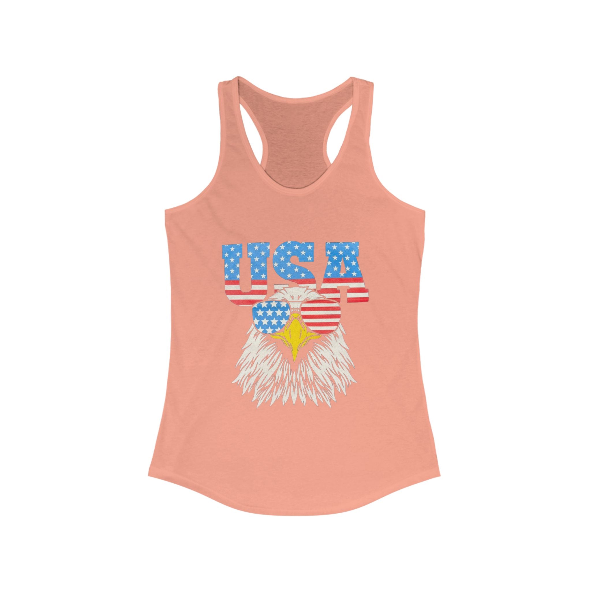 Patriotic Women's Racerback Tank, USA Eagle Graphic Tank Top, 4th of July Shirt, Summer Workout Top, Memorial Day Apparel