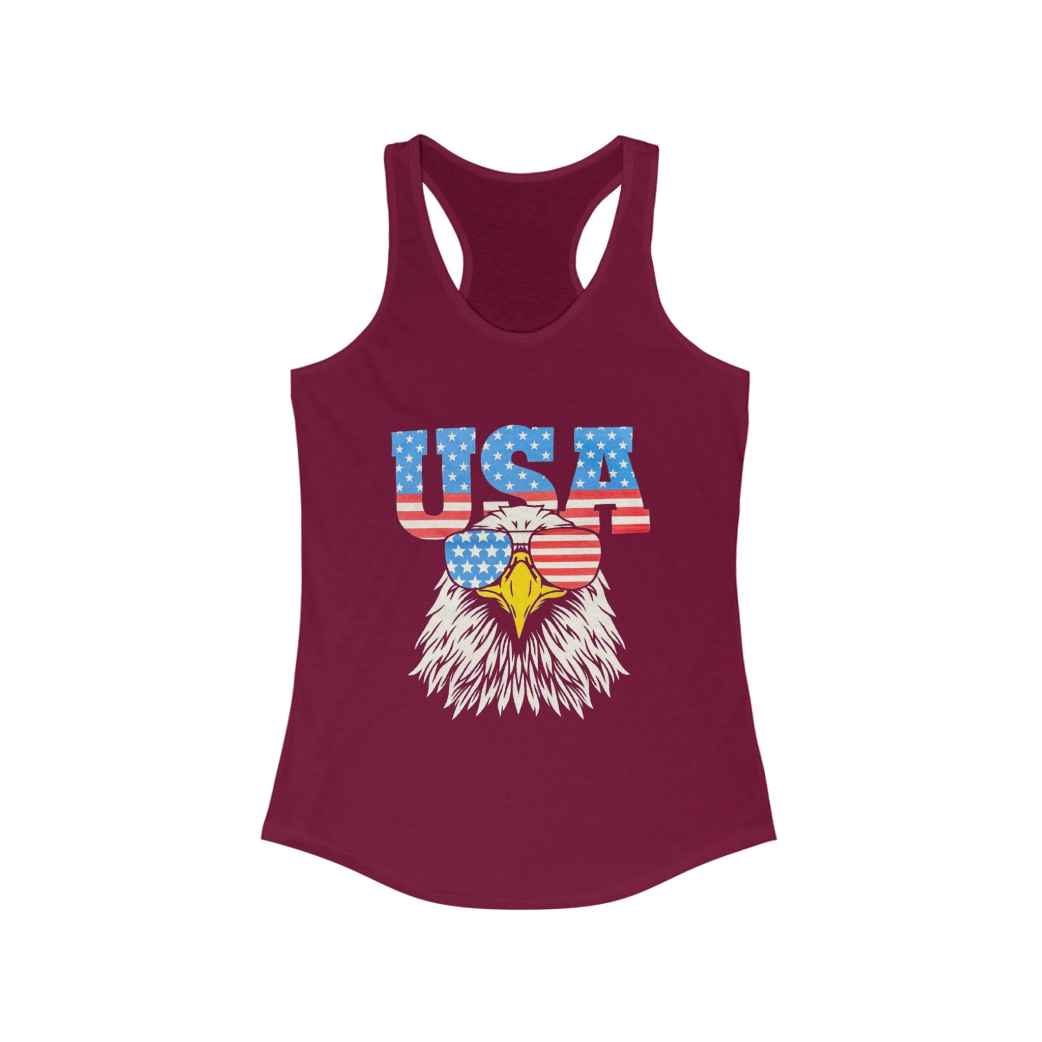 Patriotic Women's Racerback Tank, USA Eagle Graphic Tank Top, 4th of July Shirt, Summer Workout Top, Memorial Day Apparel