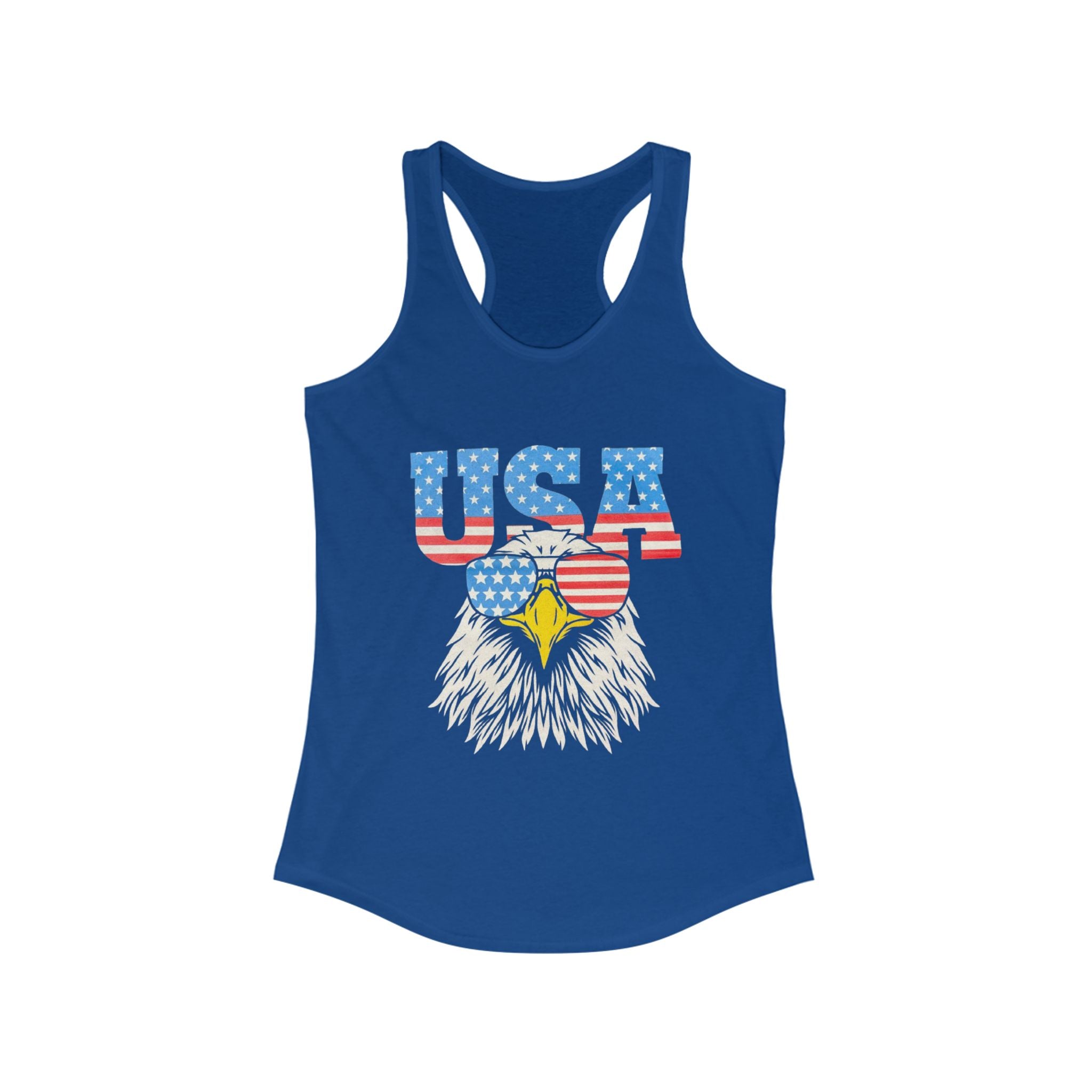 Patriotic Women's Racerback Tank, USA Eagle Graphic Tank Top, 4th of July Shirt, Summer Workout Top, Memorial Day Apparel
