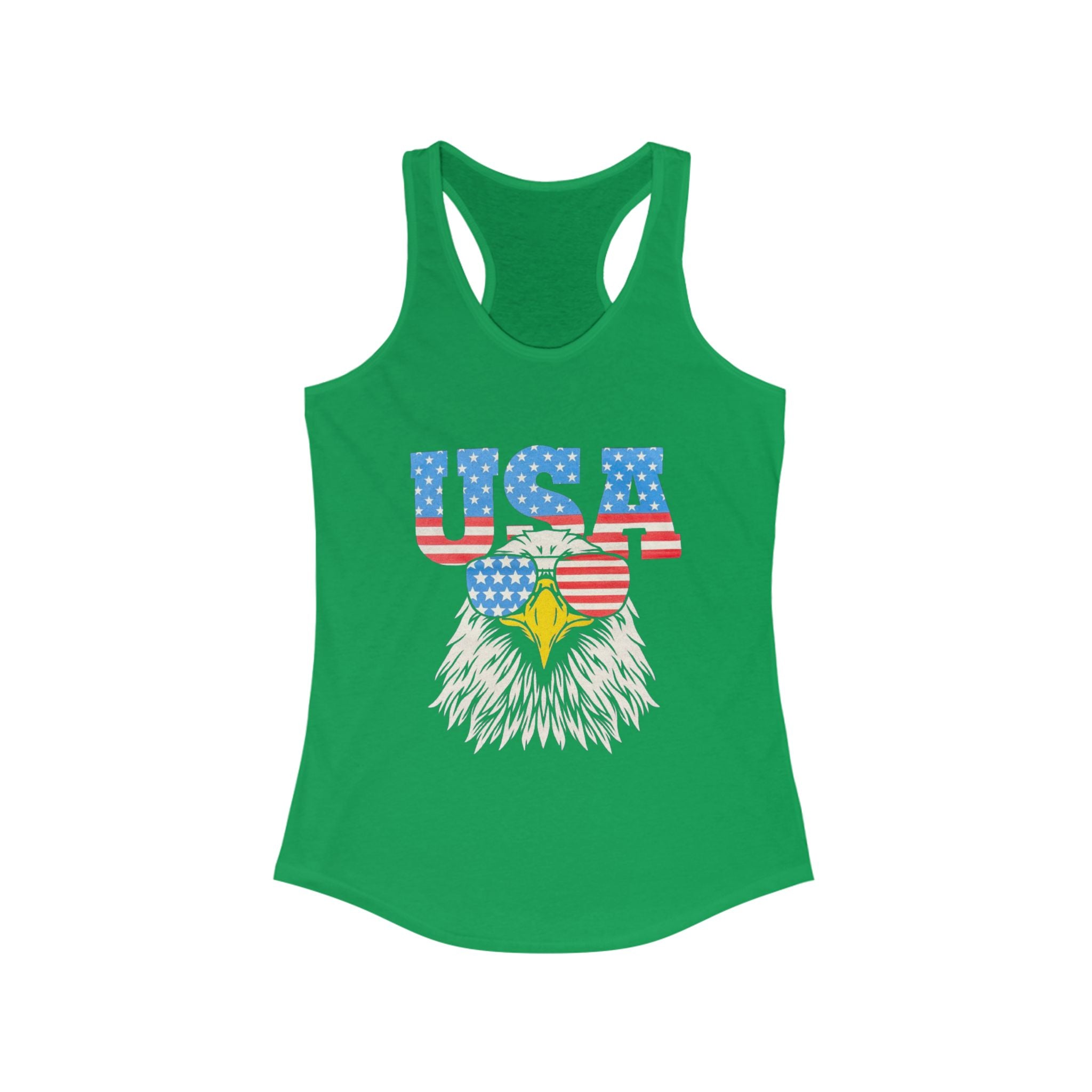 Patriotic Women's Racerback Tank, USA Eagle Graphic Tank Top, 4th of July Shirt, Summer Workout Top, Memorial Day Apparel
