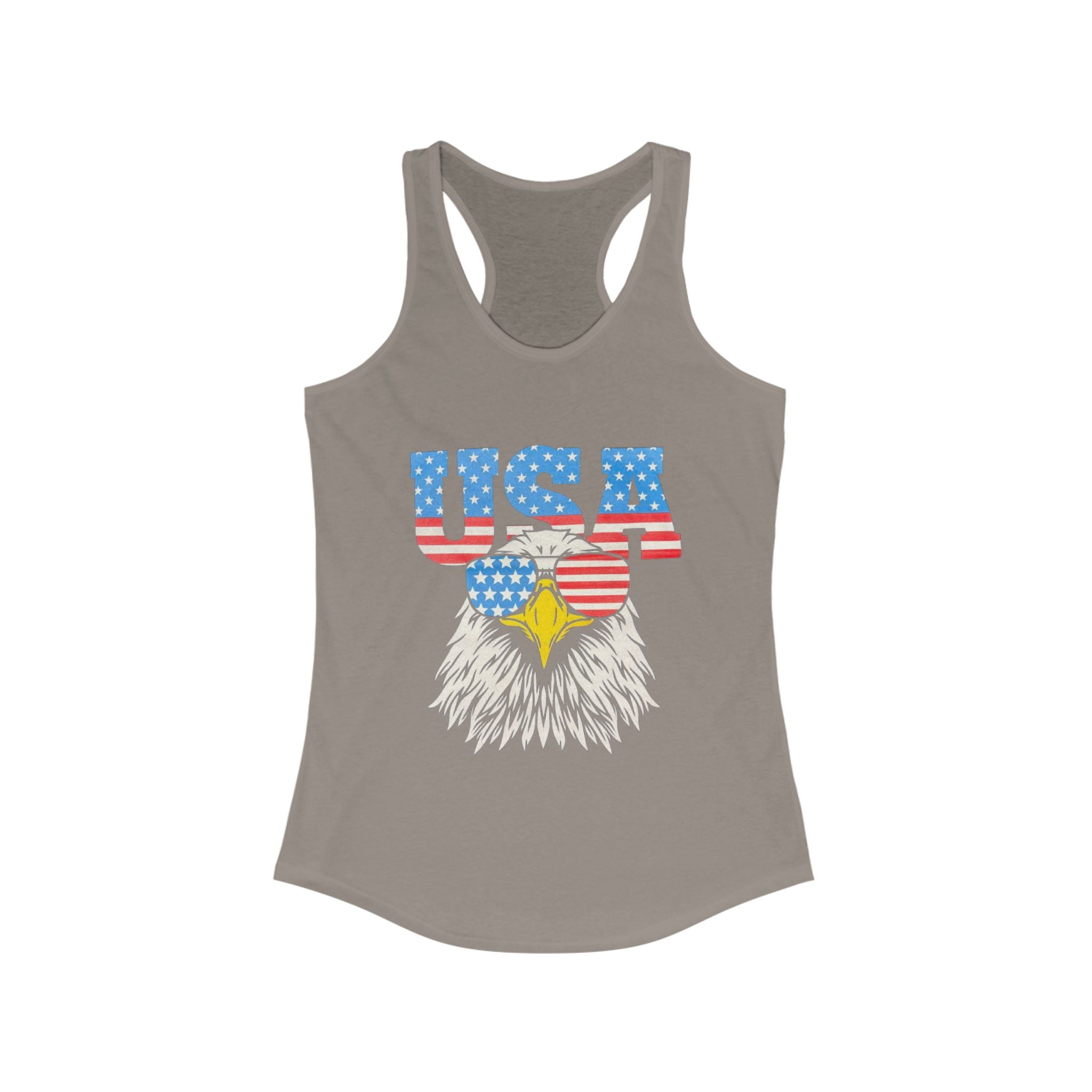 Patriotic Women's Racerback Tank, USA Eagle Graphic Tank Top, 4th of July Shirt, Summer Workout Top, Memorial Day Apparel