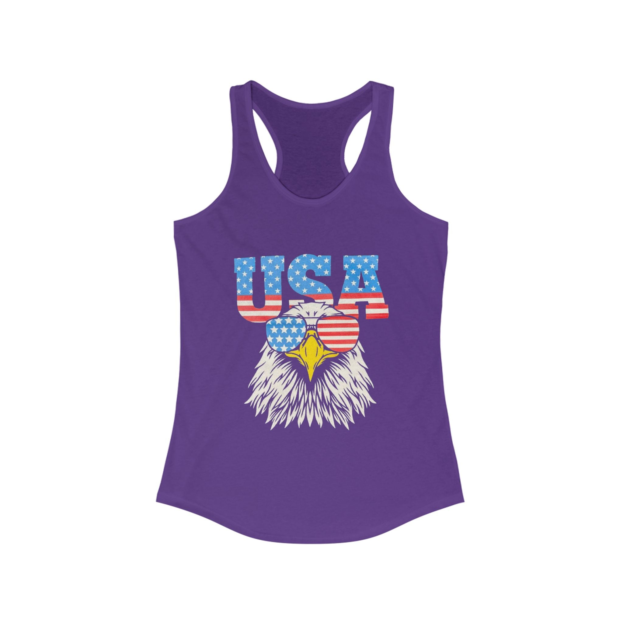 Patriotic Women's Racerback Tank, USA Eagle Graphic Tank Top, 4th of July Shirt, Summer Workout Top, Memorial Day Apparel