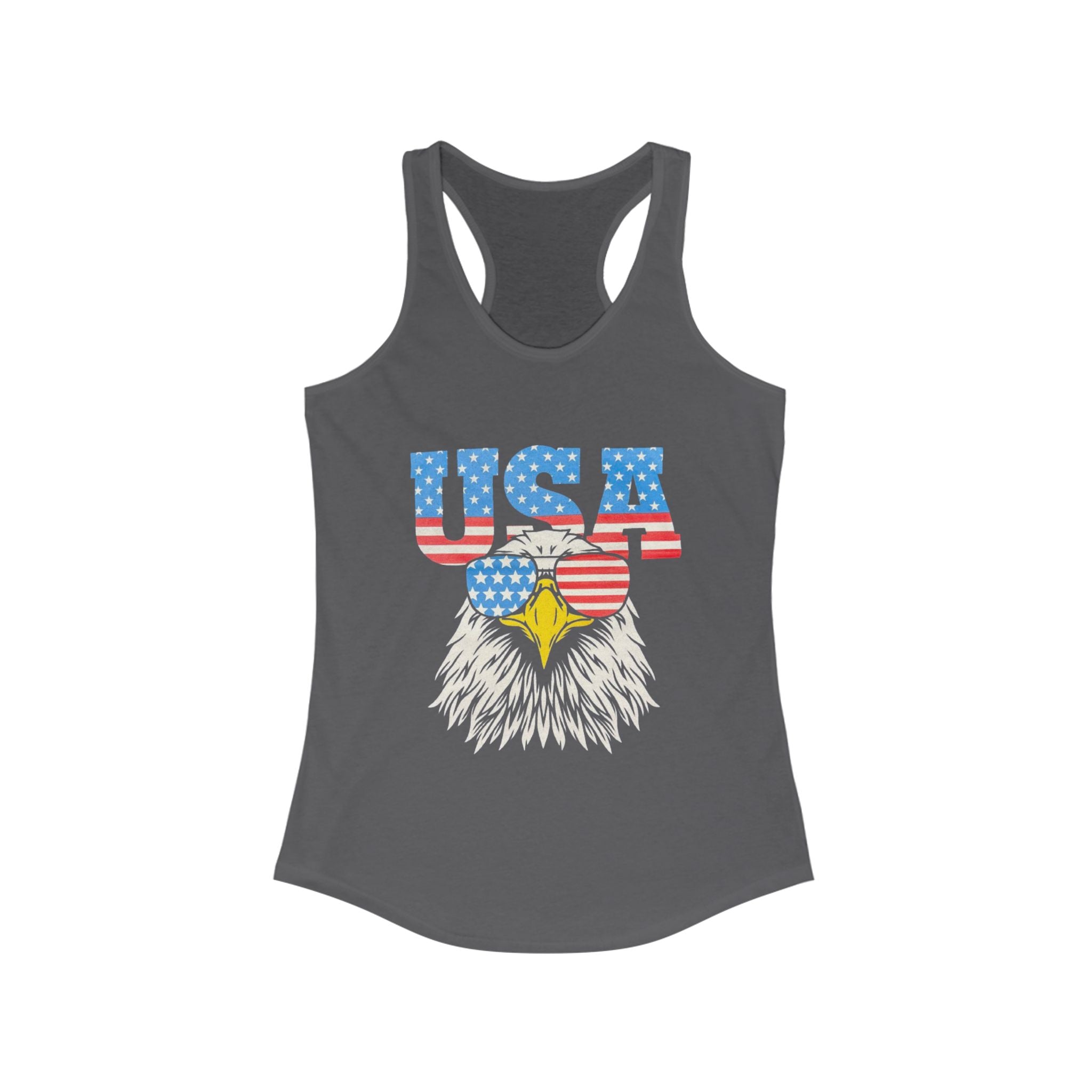 Patriotic Women's Racerback Tank, USA Eagle Graphic Tank Top, 4th of July Shirt, Summer Workout Top, Memorial Day Apparel