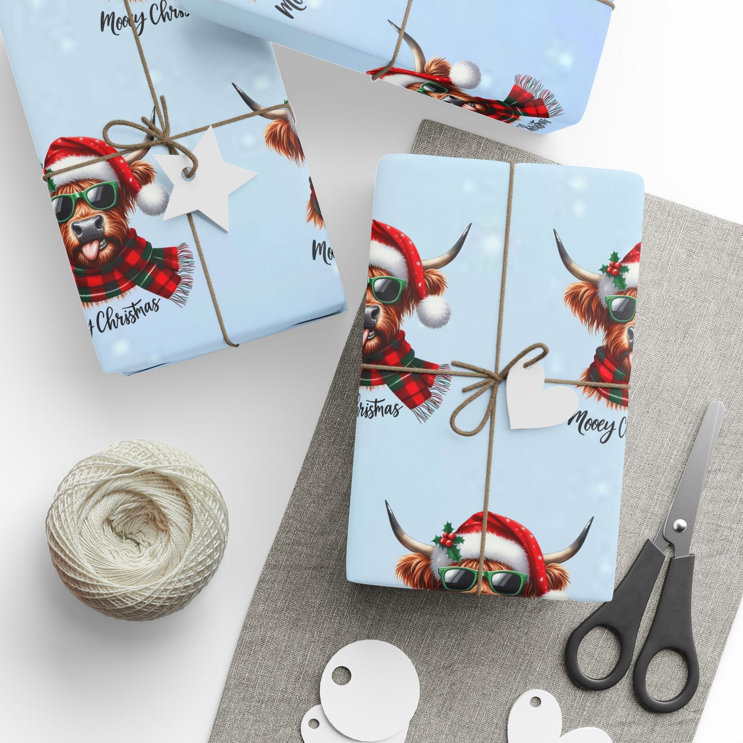 Mooey Christmas Highland Cow Wrapping Paper