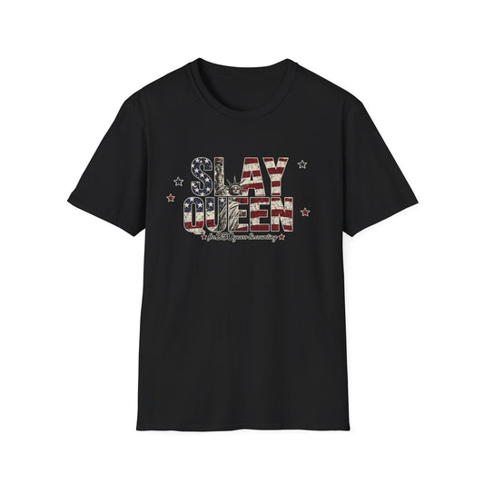 Slay Queen T‑Shirt — American Flag Statue of Liberty Patriotic Graphic Tee