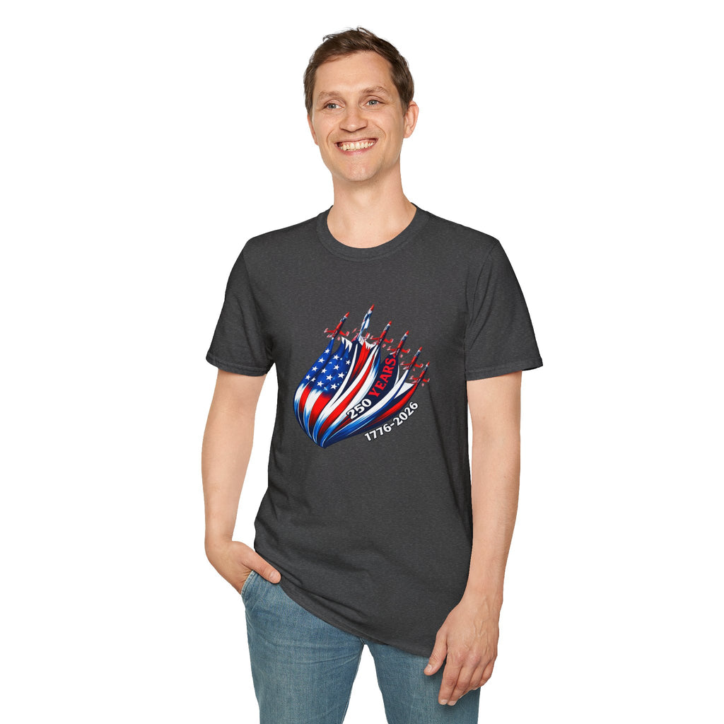 American Flag Jet Squadron T-Shirt — 250 Years USA Patriotic Tee (1776–2026)
