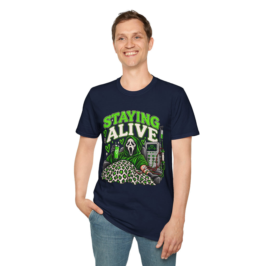 Staying Alive Dialysis Softstyle T-Shirt – Funny Kidney Awareness Tee