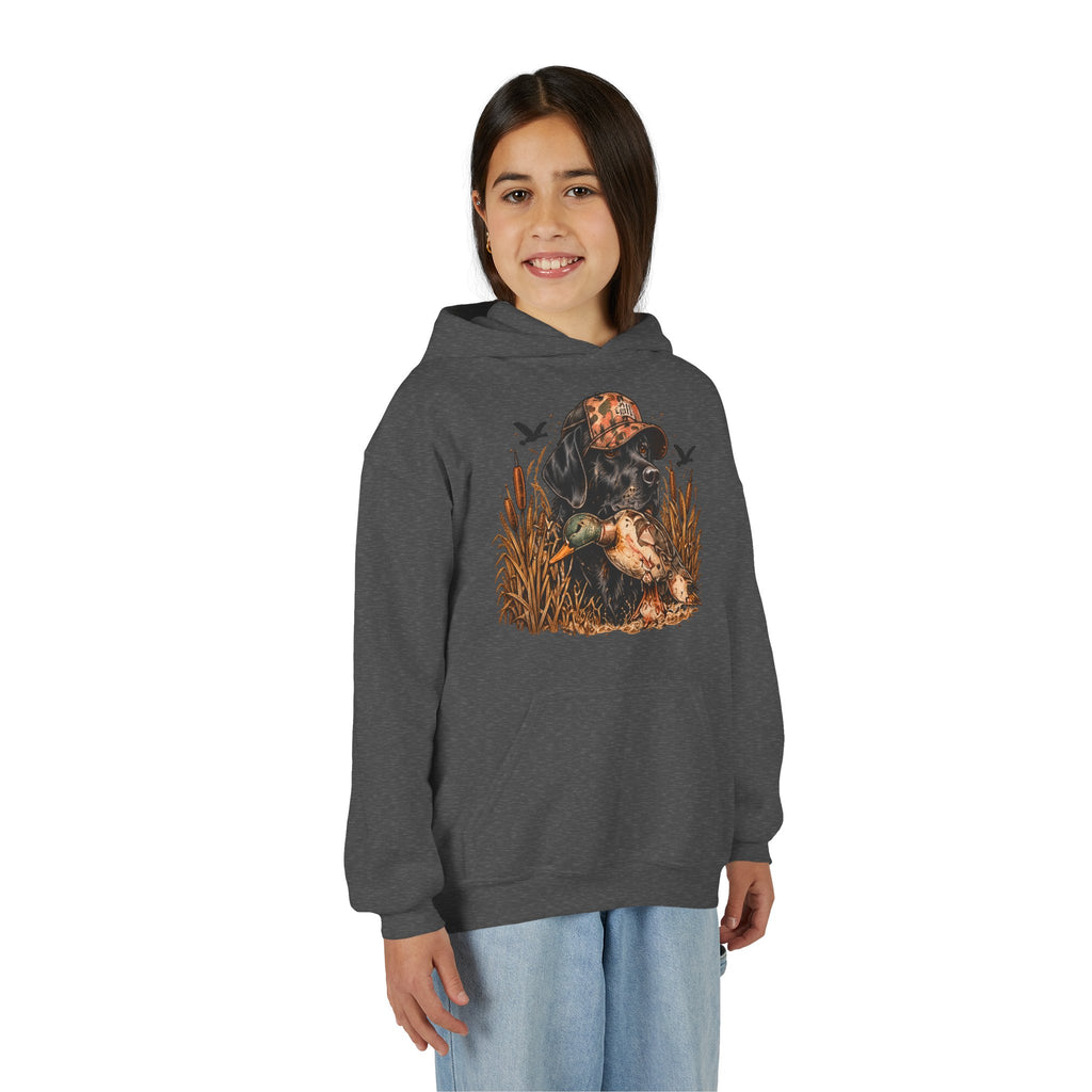 Duck Hunting Black Lab Kids Hoodie