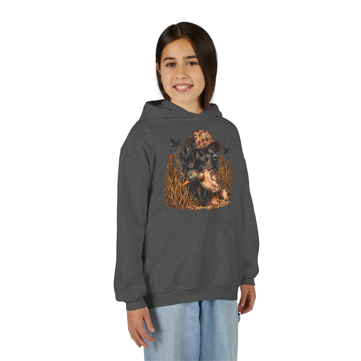 Duck Hunting Black Lab Kids Hoodie
