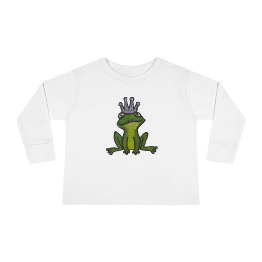 Toddler Long Sleeve Tee - Cute Frog Prince Design
