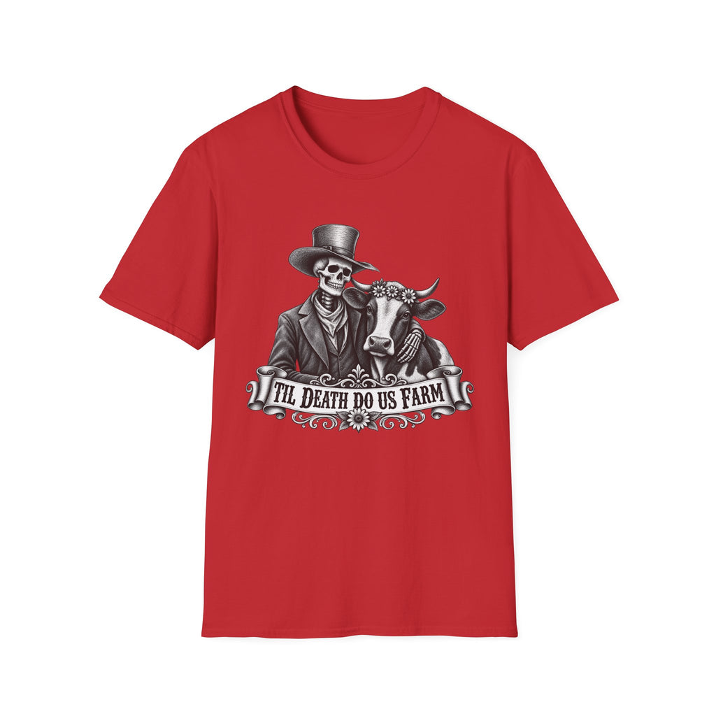 Til Death Do Us Farm – Skeleton & Cow Funny Farm Tee 💀🐄