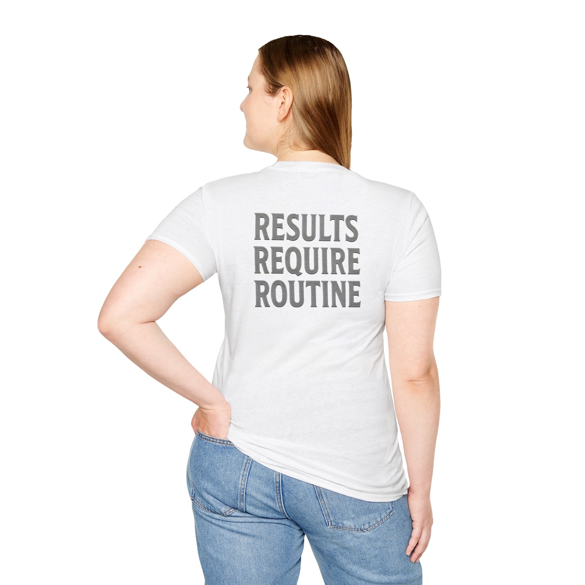 Results Require Routine T-Shirt — Motivational Gym & Fitness Tee