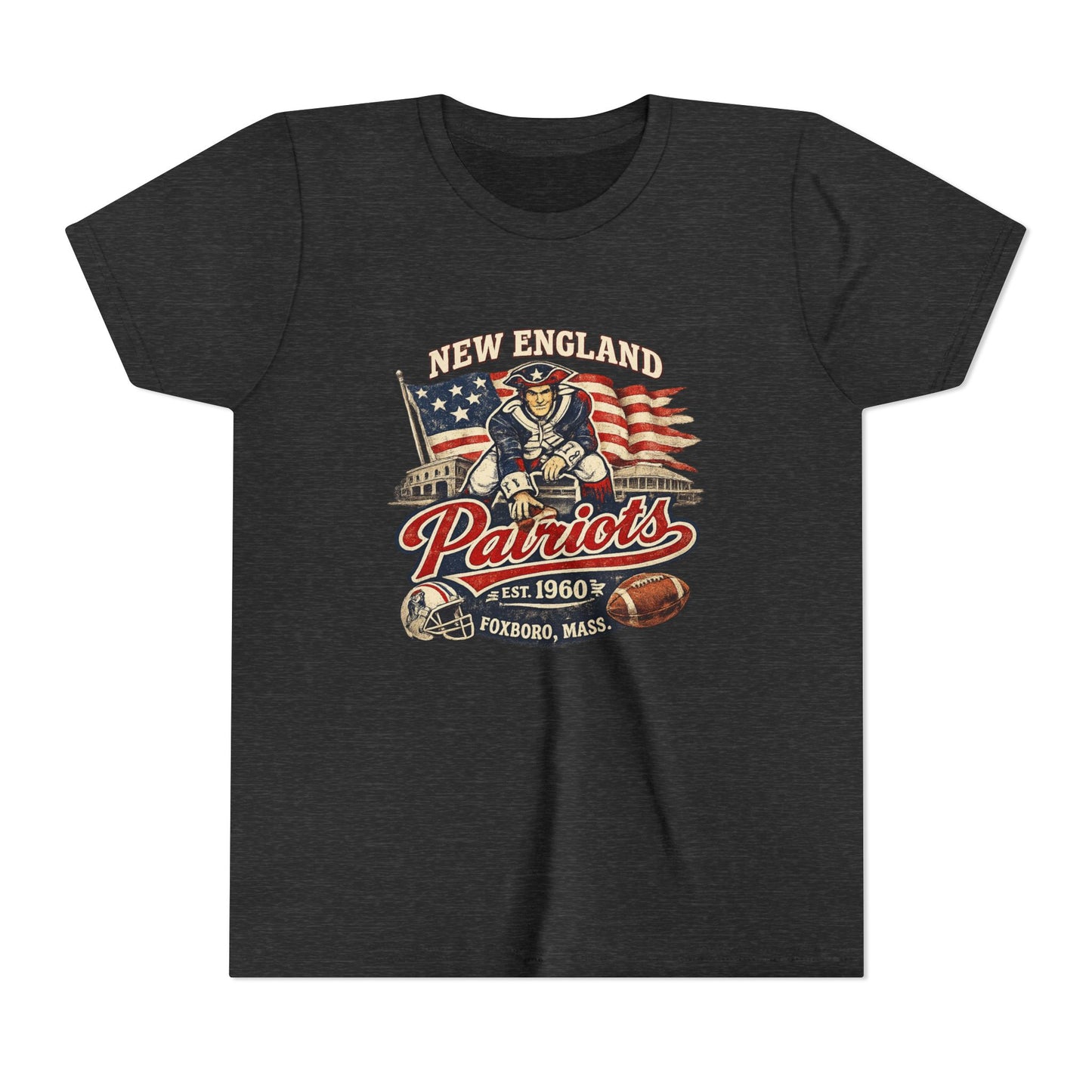 Youth Patriots T‑Shirt – New England Football Vintage Flag Design