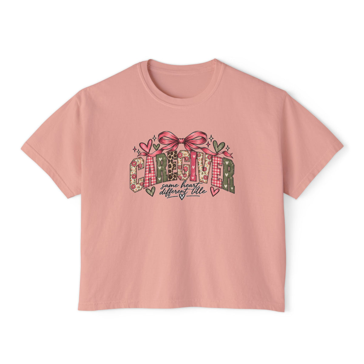 Caregiver — Same Heart, Different Title | Comfort Colors Boxy Tee