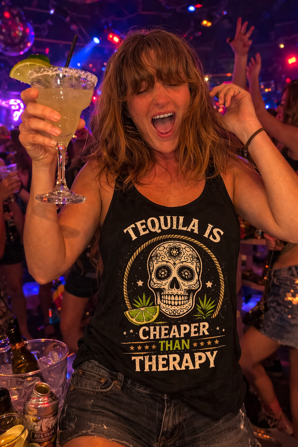Tequila Is Cheaper Than Therapy Racerback Tank — Women's Funny Bar Tank Top