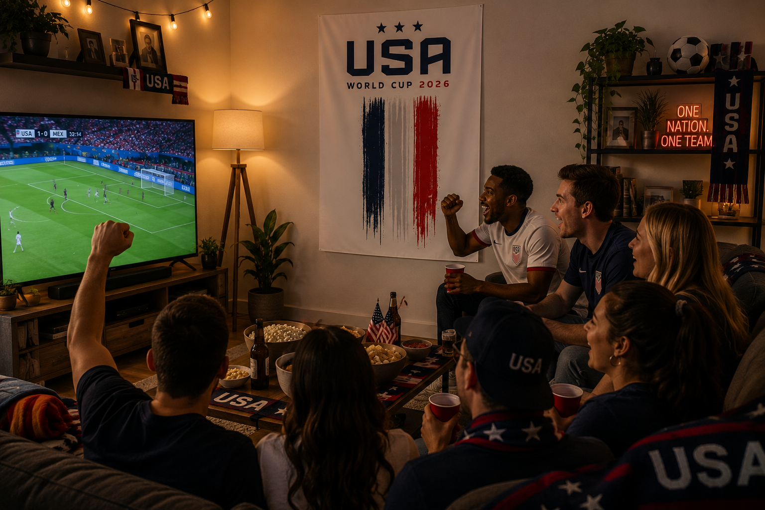 USA World Cup 2026 Tapestry — Soccer Flag Brushstroke Wall Decor