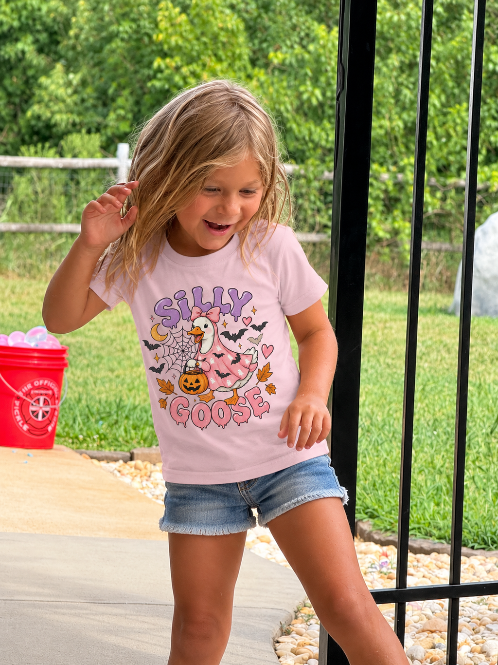 Silly Goose Girls Kids Halloween T-Shirt 🪿🎀🎃