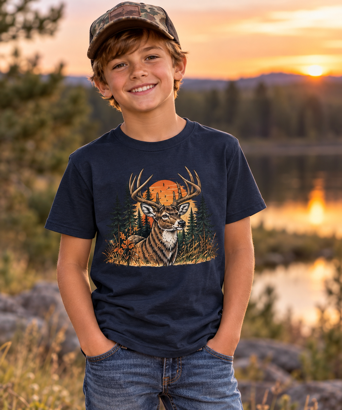 Wild Buck Sunset Youth Softstyle Tee