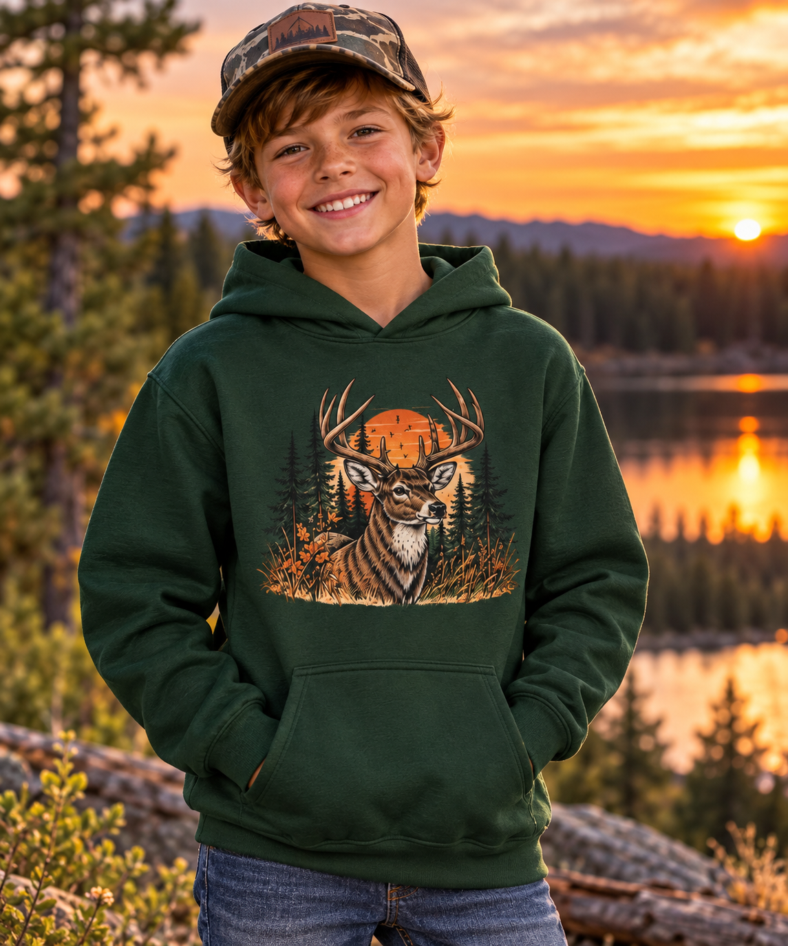 Whitetail Sunset Kids Hoodie