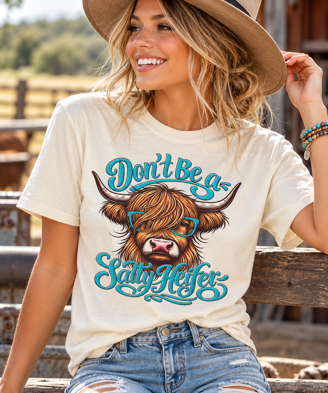 Don’t Be a Salty Heifer – Funny Highland Cow Graphic Tee